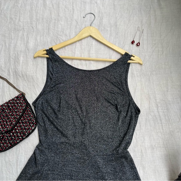 NWOT H&M Black Shimmery Skater Dress - Picture 3 of 8